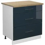 Vicco K&uuml;chenunterschrank, Dunkelblau, Wei&szlig;, Holzwerkstoff, 3 F&auml;cher, 3...