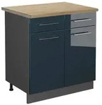 Vicco K&uuml;chenunterschrank, Dunkelblau, Anthrazit, Holzwerkstoff, 3 F&auml;cher, 2