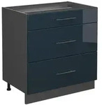 Vicco K&uuml;chenunterschrank, Dunkelblau, Anthrazit, Holzwerkstoff, 3 F&auml;cher, 3
