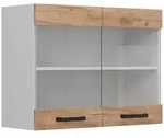 Vicco K&uuml;chenglasschrank, Honigeiche, Wei&szlig;, Holzwerkstoff, 1 F&auml;cher,...