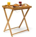 Relaxdays Tabletttisch, Hellbraun, Holz, 35x63.5x55 cm, Wohnzimmer, Wohnzimmertische,