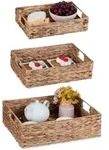 Relaxdays Tablett, Hellbraun, Textil, Metall, 40x12x30 cm, Tischkultur & Servieren,