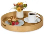 Relaxdays Tablett, Hellbraun, Holz, Holzwerkstoff, 40x5x40 cm, Tischkultur &