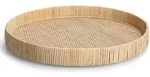 Zeller Present Dekotablett, Natur, Holz, Rattan, rund, 40x40x5 cm, nachhaltig,