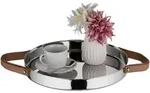 Relaxdays Serviertablett, Silber, Metall, Kunststoff, 50x4x35 cm, Tischkultur &