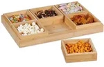 Relaxdays 7-Tlg.snackschalen-Set, Hellbraun, Holz, 47x5.5x32.5 cm, Tischkultur &
