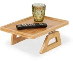 Relaxdays Armlehnentablett, Hellbraun, Holz, 35x13x26.5 cm, Wohnzimmer, Sofas &