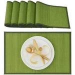 Relaxdays Tischset, Gr&uuml;n, Holz, Textil, Rechteckig, 45x0.3x30 cm, Wohntextilien,