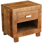 Livetastic Nachttisch, Natur, Holz, Mangoholz, massiv, 1 Schublade(n) Schubladen,