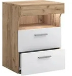 Livetastic Nachtschrank, Wei&szlig;, Honigeiche, Kunststoff, 2 Schublade(n) Schubladen,