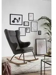 Livetastic Schaukelstuhl, Grau, Metall, Esche, furniert, 66x106x104 cm,
