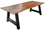 SAM Esstisch, Beige, Metall, Echtholz,Mangoholz, Quadratisch,Rechteckig, A-Form,