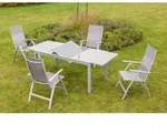 Gardenson Gartentisch, Silber, Metall, Glas, rechteckig, eckig, 90x75x160-220 cm,
