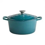 Schmortopf 5 Stars, Creme, T&uuml;rkis, Metall, 4 L, rund, 25x11.5x25 cm, Kochen, T&ouml;pfe,