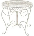 CLP Gartentisch, Creme, Metall, 90x69x90 cm, Gartenm&ouml;bel, Gartentische, Gartentische