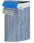 Relaxdays W&auml;schekorb, Grau, Holz, Textil, 49.5x65x37 cm, Ordnen & Aufbewahren,