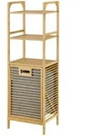 [en.casa] W&auml;scheregal, Natur, Grau, Holz, Textil, Bambus, 39.5x118x30.5 cm,