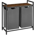 Mid.you W&auml;schekorb, Braun, Grau, Schwarz, Metall, Textil, Holzwerkstoff, 92 L,