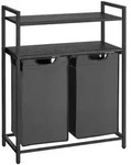 Mid.you W&auml;schekorb, Schwarz, Metall, Textil, Holzwerkstoff, 92L L, rechteckig,