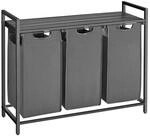Mid.you W&auml;schekorb, Grau, Schwarz, Metall, Textil, Holzwerkstoff, 114 L,...