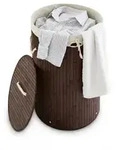 Relaxdays W&auml;schekorb, Braun, Holz, Textil, 41x65x41 cm, Ordnen & Aufbewahren,