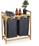 Relaxdays W&auml;schekorbregal, Mehrfarbig, Holz, Textil, 64x73x33 cm, Ordnen &