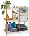 Relaxdays Badregal, Mehrfarbig, Holz, Holzwerkstoff, Textil, 65.5x76x33 cm,