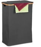 Relaxdays W&auml;schekorb, Schwarz, Textil, Holz, 54x75x34 cm, Ordnen & Aufbewahren,