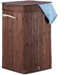 Relaxdays W&auml;schekorb, Braun, Holz, Textil, 36x63x36 cm, Ordnen & Aufbewahren,