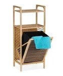 Relaxdays Badregal, Hellbraun, Holz, Holzwerkstoff, Kunststoff, 40x95x30 cm,
