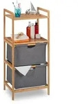Relaxdays Badregal, Mehrfarbig, Holz, Textil, Holzwerkstoff, 44x96x34 cm, Badezimmer,