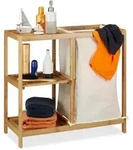 Relaxdays Badregal, Hellbraun, Holz, Textil, Holzwerkstoff, 68x65x33 cm,...