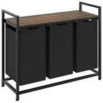 tectake W&auml;schesortierer,, Schwarz, Braun, Metall, Rechteckig, 93.5x72x34 cm, Ordnen