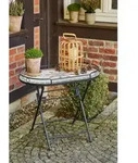 Gardenson Gartenbeistelltisch, Mehrfarbig, Schwarz, Keramik, Mosaik, oval, X-Form,
