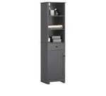 SoBuy Hochschrank, Grau, Holzwerkstoff, 40x161x35 cm, Badezimmer,
