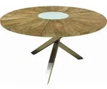 Zebra Gartentisch Oryx, Edelstahl, Teak, Holz, Metall, Teakholz, massiv, rund,
