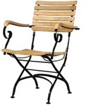 Zebra Gartenklappsessel Florence, Schwarz, Teak, Holz, Metall, Teakholz, massiv,