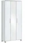 Garderobenschrank Santina, Wei&szlig;, Glas, Holzwerkstoff, 2 F&auml;cher, 90x193x37 cm,