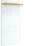 Garderobenpaneel Santina, Wei&szlig;, Eiche Bianco, Holz, Glas, Holzwerkstoff, Eiche,