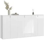 Mid.you Sideboard, Wei&szlig; Hochglanz, Holzwerkstoff, 5 F&auml;cher, 183 cm, FSC Mix,