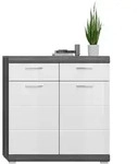 Mid.you Schuhschrank, Dunkelgrau, Wei&szlig; Hochglanz, Kunststoff, 2 F&auml;cher, 2