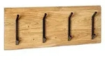 Wandgarderobe Rivera, Schwarz, Akazie, Holz, Metall, Akazie, massiv, 90x36x12 cm,