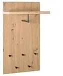 Wandgarderobe Parma, Schwarz, Eiche, Metall, Holzwerkstoff, 48x90x31 cm, Hutablage,