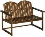 Outsunny Gartenbank,, Dunkelbraun, Holz, 63x86x114 cm, Gartenm&ouml;bel, Gartenb&auml;nke