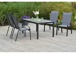 Gardenson Gartentischgruppe Amalfi, Graphit, Grau, Metall, Glas, Textil, rechteckig,