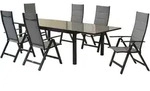 Gardenson Gartenset, Graphit, Grau, Metall, Textil, 7-teilig, Uni, Tisch ausziehbar,