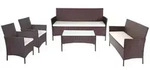 MCW Poly-Rattan, Braun, Wei&szlig;, Kunststoff, Gartenm&ouml;bel, Gartenm&ouml;bel-Sets