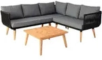 MCW Garten-Garnitur, Schwarz, Braun, Grau, Holz, Loungem&ouml;bel, Gartenlounge-Sets