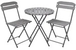 Gardenson Balkonset, Grau, Hellgrau, Metall, Kunststoff, X-Form, 160x83x160 cm, Tisch