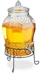 Relaxdays Getr&auml;nkespender, Transparent, Glas, Metall, 8 L, Zapfhahn, Essen &